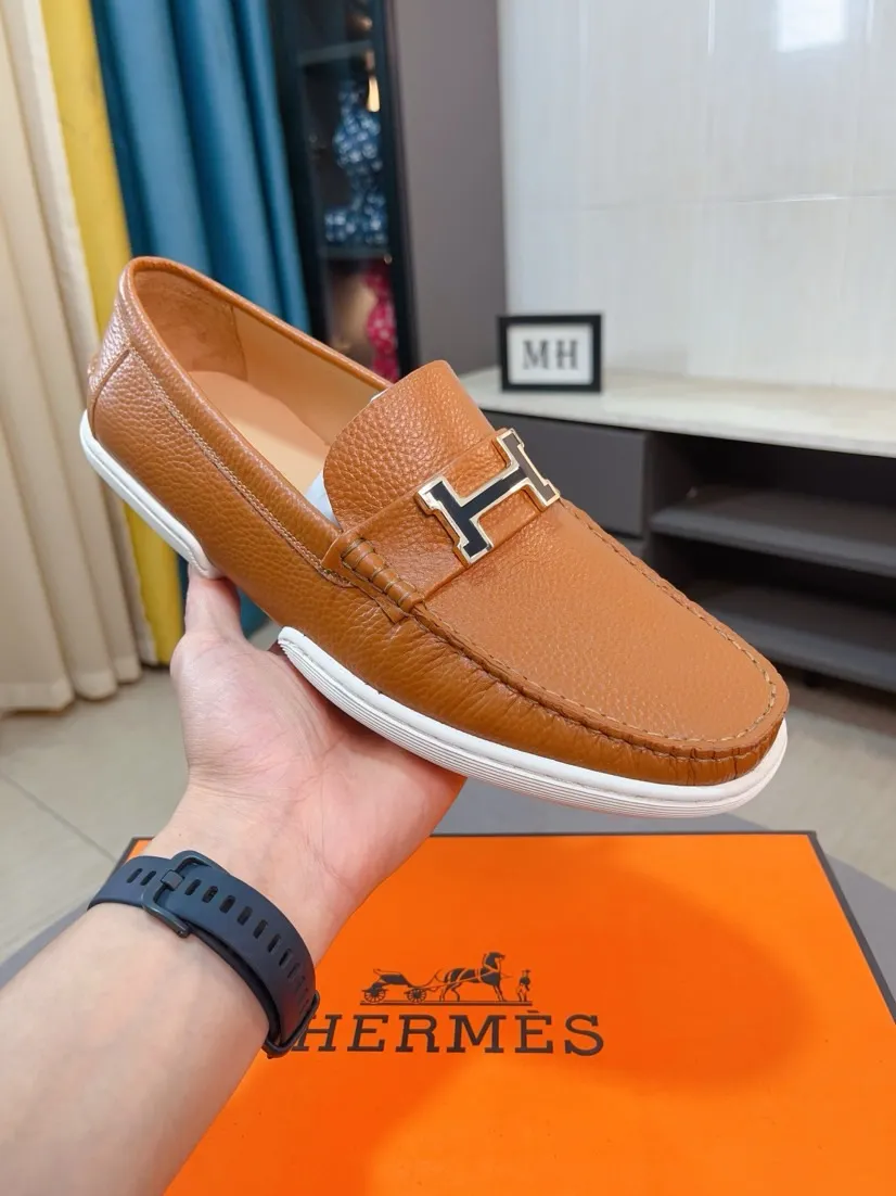Men's shoes 💰458🌹🌹Niuli "HERMES" Hermès business leather shoes, original factory configuration, original imported cowhide upper + luxury hardware logo + fully imported original customized cowhide lining, sole: rubber wear-resistant outsole, difficult craftsmanship, original factory follow-up goods, 🔍🔍high quality code number: 38-44 45 can be customized